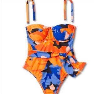 NWT Tabitha Brown for Target Floral Print Underwire Tie-Front One Piece Swimsuit